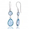Natural Blue Topaz Gemstone Sterling Silver Dangling drop Earring.