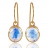 Natural Rainbow Moonstone Gemstone with Gold Plated Solid Sterling Silver Dangling Drop Earring | Jewels Artisan