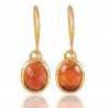 Natural Hessonite Garnet Gemstone with Gold Plated Solid Sterling Silver Dangling Drop Earring | Jewels Artisan