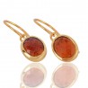 Natural Hessonite Garnet Gemstone with Gold Plated Solid Sterling Silver Dangling Drop Earring | Jewels Artisan