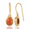 Natural Hessonite Garnet Gemstone with Gold Plated Solid Sterling Silver Dangling Drop Earring | Jewels Artisan