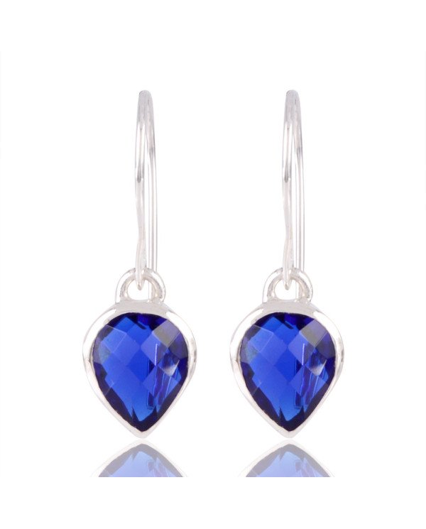 Blue Gemstone with Solid Sterling Silver Dangling Drop Earring | Jewels Artisan
