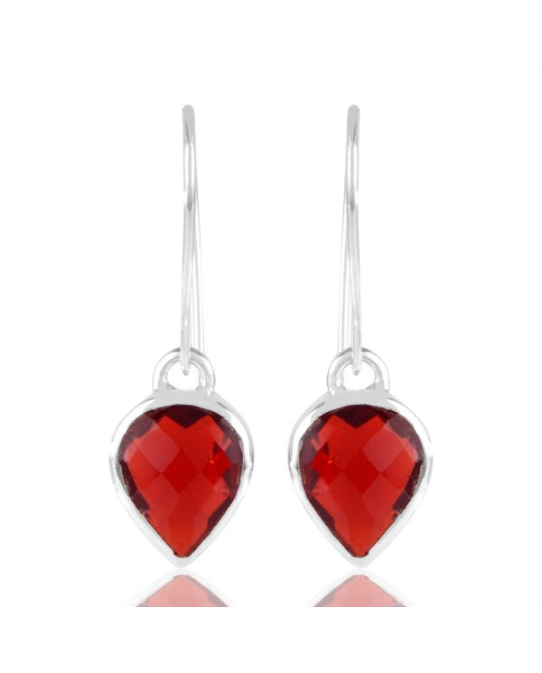 Red Gemstone with Solid Sterling Silver Dangling Drop Earring | Jewels Artisan