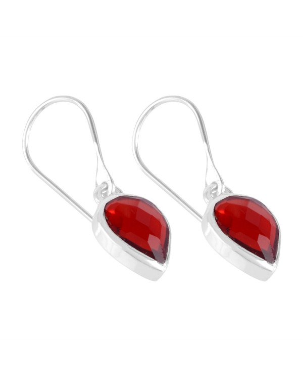 Red Gemstone with Solid Sterling Silver Dangling Drop Earring | Jewels Artisan