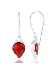 Red Gemstone with Solid Sterling Silver Dangling Drop Earring | Jewels Artisan