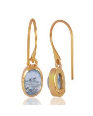 Natural Aquamarine Gemstone with Gold Plated Solid Sterling Silver Dangling Drop Earring | Jewels Artisan