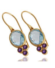 Multi gemstone Earring  with Solid Sterling Silver Dangling Drop Earring | Jewels Artisan