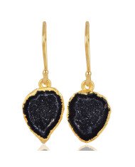 Geode Druzy Gemstone with Solid Sterling Silver Dangling Drop Earring | Jewels Artisan
