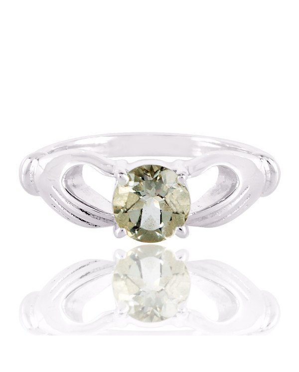 Persiolite Ring Solid Sterling Silver Green Amethyst Ring