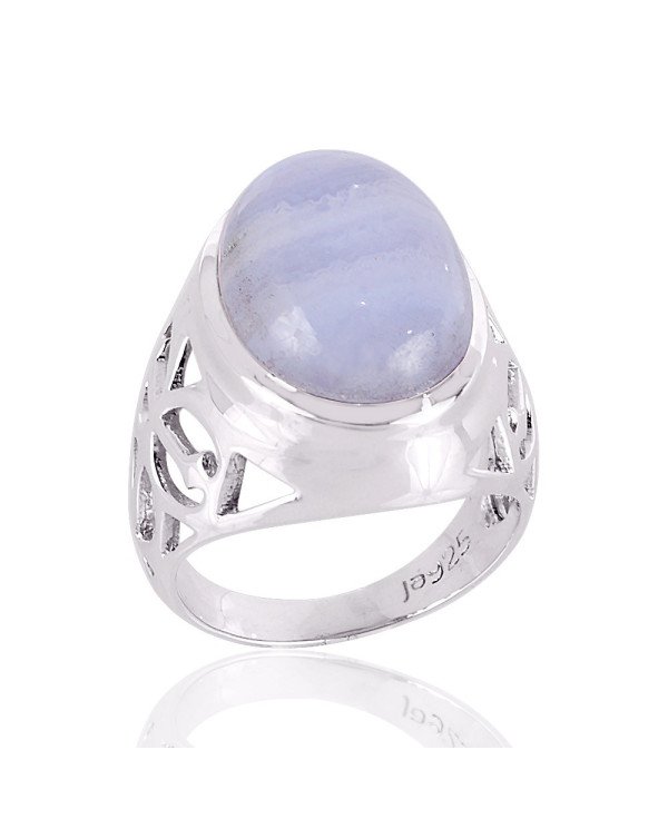 Blue Lace Agate Natural Gemstone sterling silver Ring