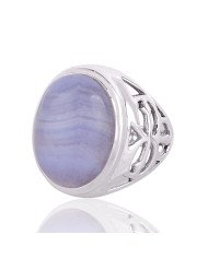 Blue Lace Agate Natural Gemstone sterling silver Ring