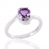 Natural Amethyst and 925 Sterling Silver solitaire Engagement Ring
