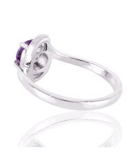 Natural Amethyst and 925 Sterling Silver solitaire Engagement Ring