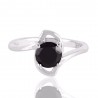 Natural Black Onyx and 925 Sterling Silver solitaire Engagement Ring