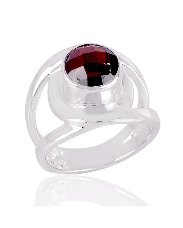 Natural Garnet Gemstone 925 Sterling Silver Ring