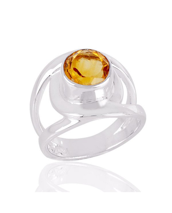 Sterling Silver Citrine Gemstone Handmade Ring