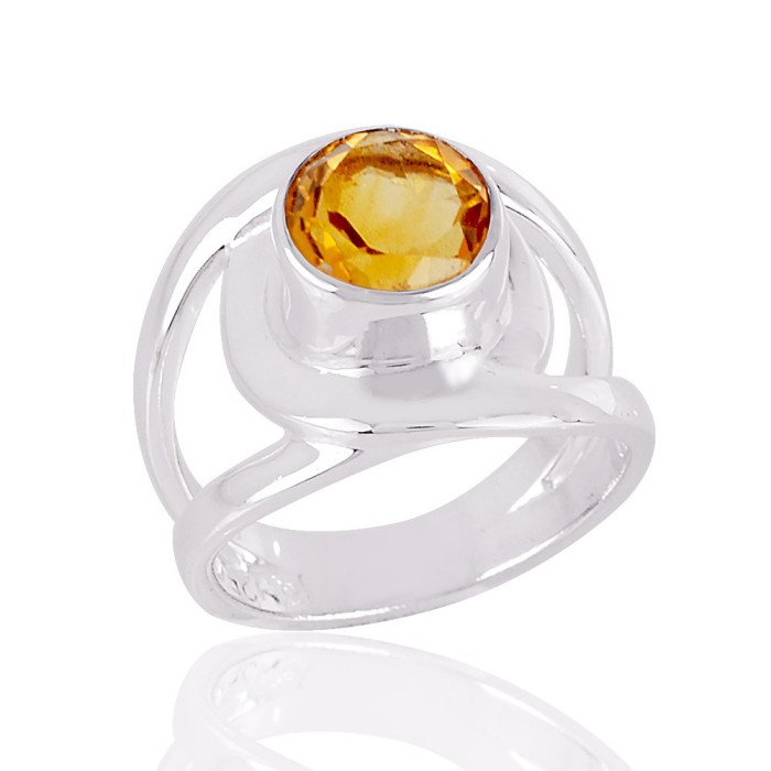Sterling Silver Citrine Gemstone Handmade Ring