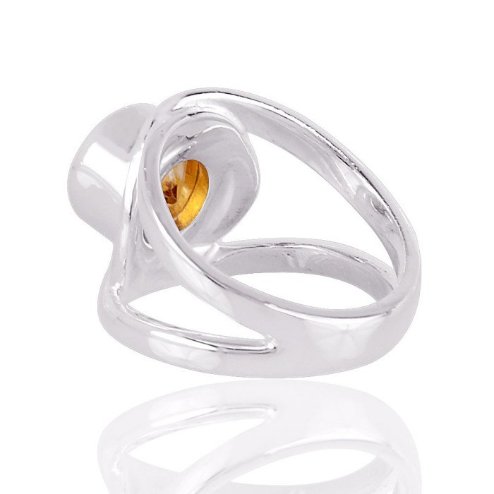 Sterling Silver Citrine Gemstone Handmade Ring