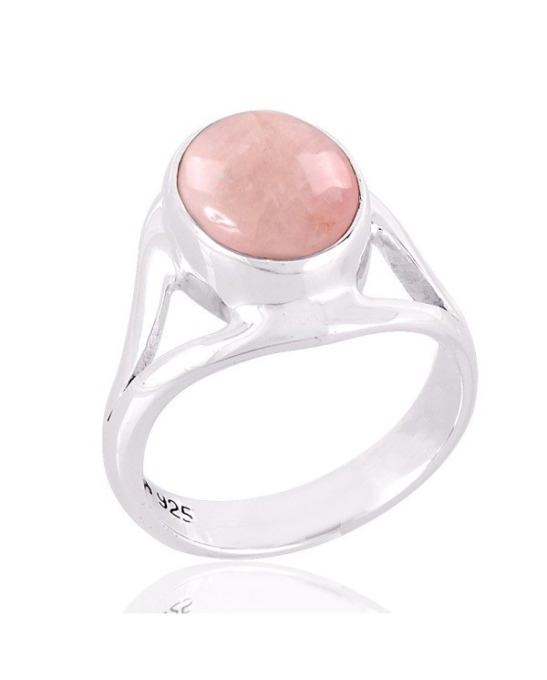 Rose Quartz Natural Gemstone 925 Sterling Silver Ring