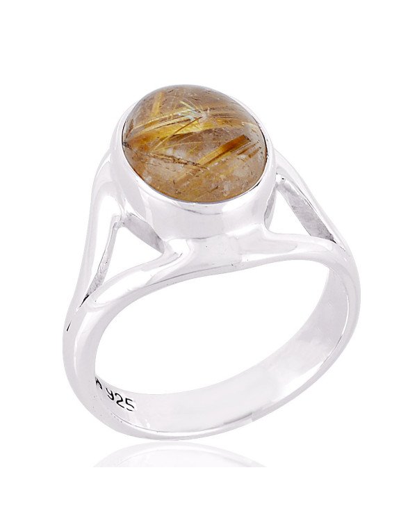 Natural Rutilated Quartz Sterling Silver Ring