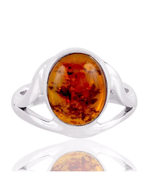 925 Sterling Silver and Amber Gemstone Ring