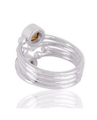 Citrine and Pearl Gemstone 925 solid Silver Ring