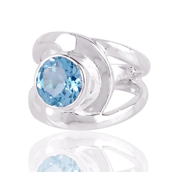 Natural Blue Topaz 925 silver Rings