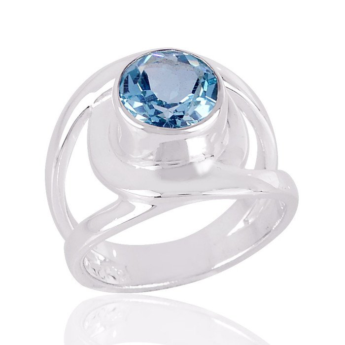 Natural Blue Topaz 925 silver Rings