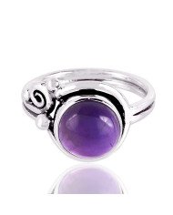 Cabochon Amethyst Gemstone 925 Silver Ring