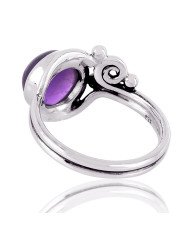 Cabochon Amethyst Gemstone 925 Silver Ring