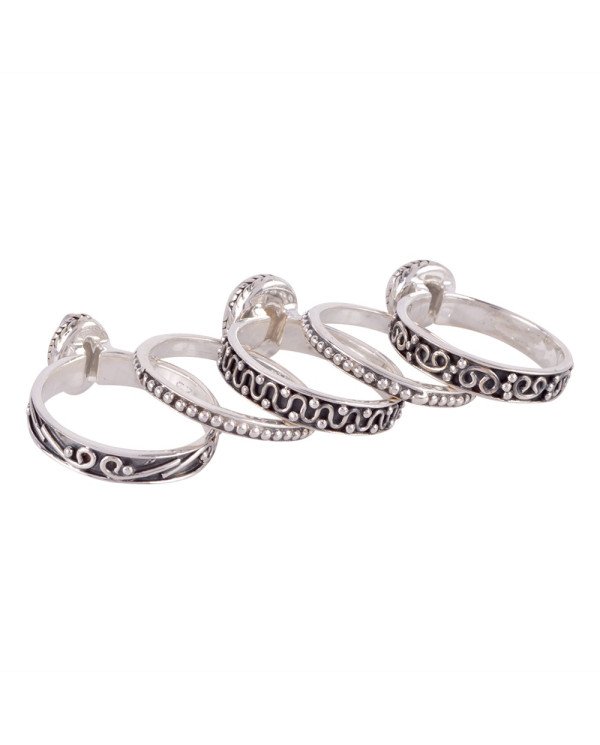 Citrine Peridot and Smokey Quartz Stakcable 925 Sterling Silver Ring