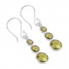 Natural Peridot Gemstone three Stone Sterling Silver Earring