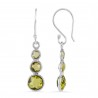Natural Peridot Gemstone three Stone Sterling Silver Earring