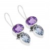 Amethyst Blue Topaz Handmade Sterling Silver Earrings