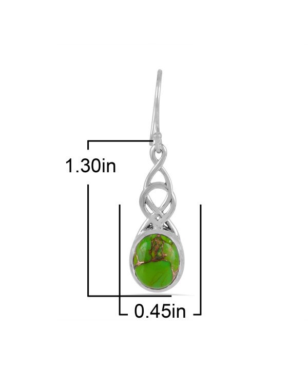 Green Copper Turquoise Dangle Drop 925 Silver Earring