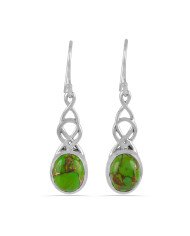 Green Copper Turquoise Dangle Drop 925 Silver Earring