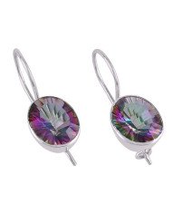 Natural Mystic Quartz Gemstone 925 Sterling Silver Earring Jewelry