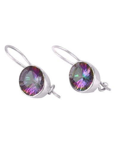 Natural Mystic Quartz Gemstone 925 Sterling Silver Earring Jewelry