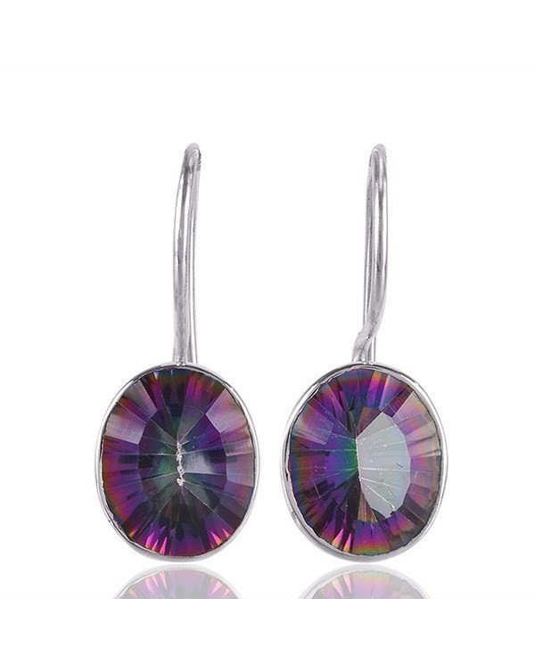 Natural Mystic Quartz Gemstone 925 Sterling Silver Earring Jewelry