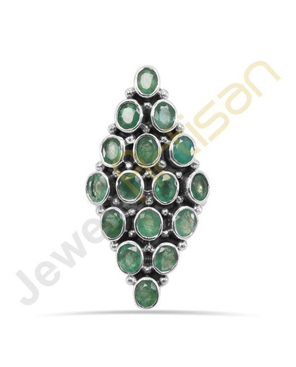 Natural Emerald Gemstone Solid Sterling Silver Ring