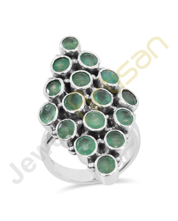 Natural Emerald Gemstone Solid Sterling Silver Ring