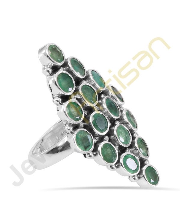 Natural Emerald Gemstone Solid Sterling Silver Ring