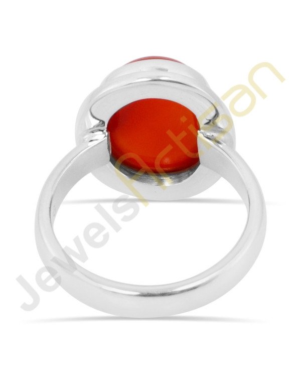 Natural Carnelian Solitaire Gemstone Solid Sterling Silver Ring