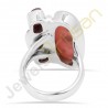 Natural Pink Opal, Tourmaline, Garnet Multigemstone Solid Sterling Silver Ring