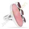 Natural Pink Opal, Tourmaline, Garnet Multigemstone Solid Sterling Silver Ring