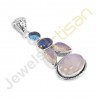 Rainbow Moonstone, Kyanite, Blue Topaz Gemstone Sterling Silver Pendants