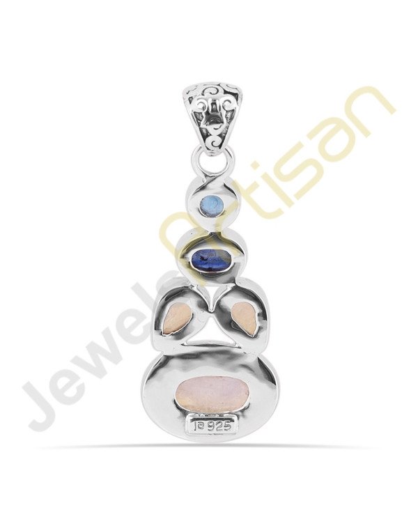 Rainbow Moonstone, Kyanite, Blue Topaz Gemstone Sterling Silver Pendants
