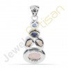 Rainbow Moonstone, Kyanite, Blue Topaz Gemstone Sterling Silver Pendants