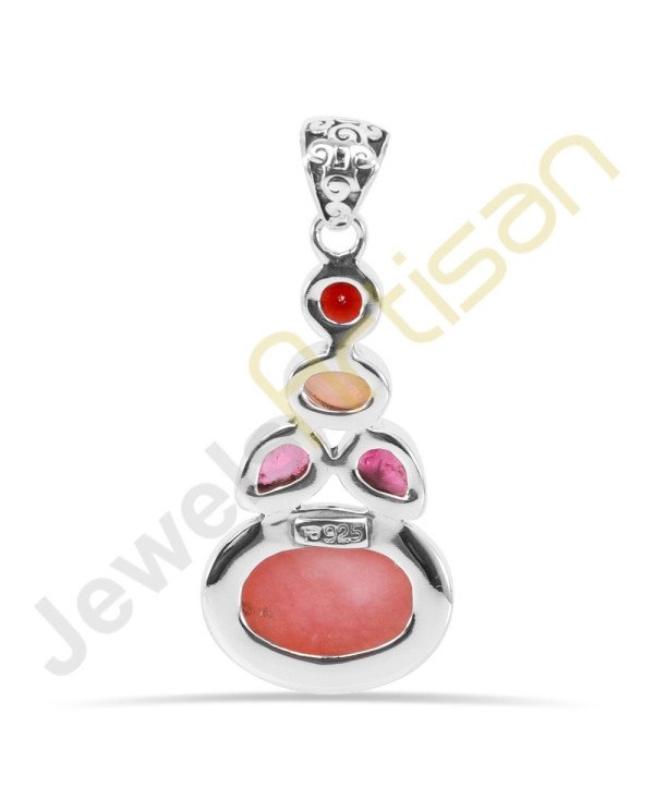 Pink Opal, Ethiopian Opal, Tourmaline, Garnet Gemstone Sterling Silver Pendants