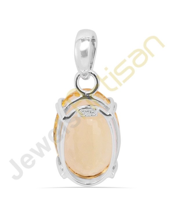 Citrine faceted Gemstone Prong Setted Sterling Silver Handmade Pendants